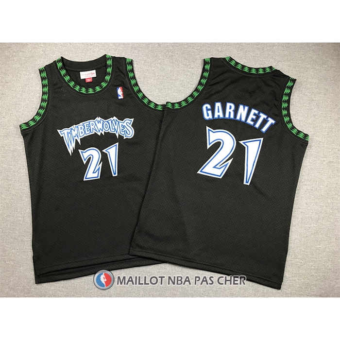 Maillot Enfant Minnesota Timberwolves Kevin Garnett NO 21 Hardwood Classics Throwback 1997-98 Noir